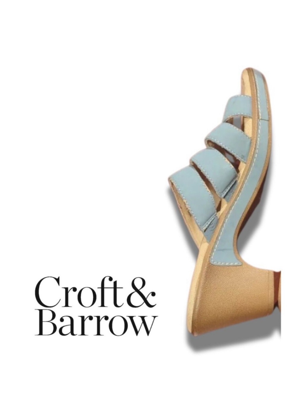 Croft & Barrow Blue Gray Strappy Heeled Sandal - Size: 8